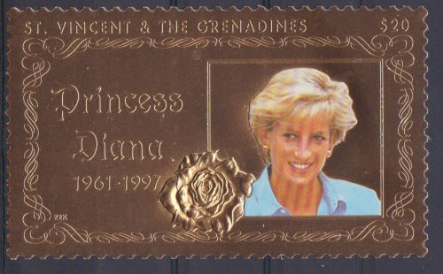 St. Vincent 4453 postfr./mnh Lady Diana 1998 GOLD