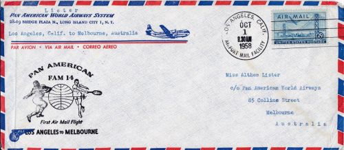 Erstflug FFC: Pan Am FAM 14 Los Angeles - Melbourne 1958
