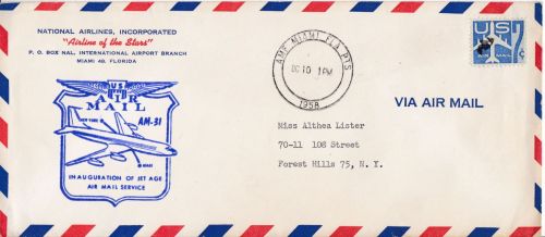 Erstflug FFC: Jet Age air mail service New York - Miami 1958