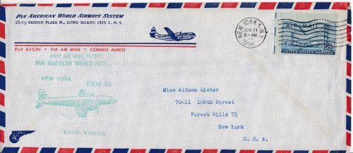 Erstflug FFC: Pan Am FAM 18 New York - Kano Nigeria 1956