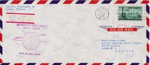 Erstflug FFC: Pan Am Seattle - London Polar Route 1957