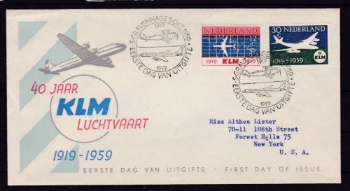Niederlande 737/738 FDC KLM Flugzeuge aviation 1959