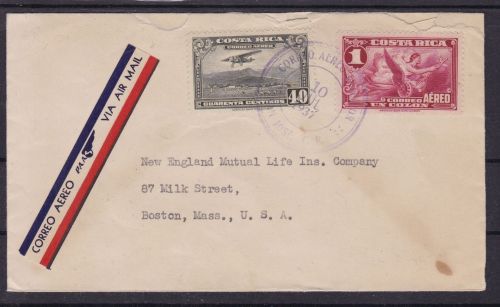 Flugpost: Costa Rica - Boston USA 1937