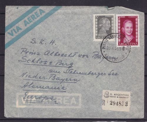 Flugpost: Argentinien Puente Saavedra - Starnberg 1953