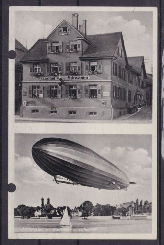 ZEPPELIN: Gasthof Schwanen Friedrichshafen Ansichtskarte 1932