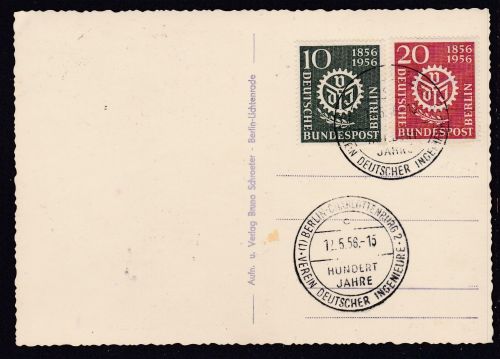 Berlin 138/139 FDC auf Karte vom Ersttag Ingenieure 1956