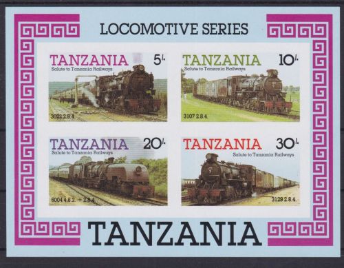 Tansania Block 44 U postfr./mnh Eisenbahn railway 1985 ungez.IMPERF.