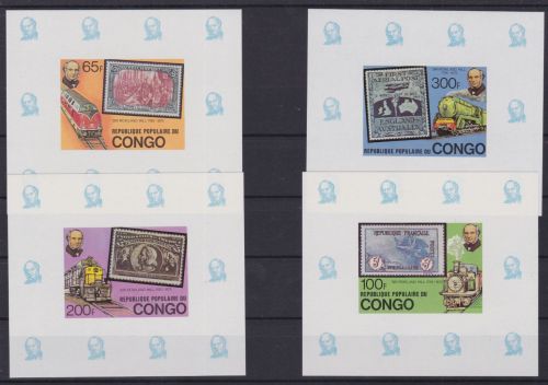 Kongo 680/683 de Luxe Blocks postfr./mnh Eisenbahn railway 1979 ungez.IMPERF.
