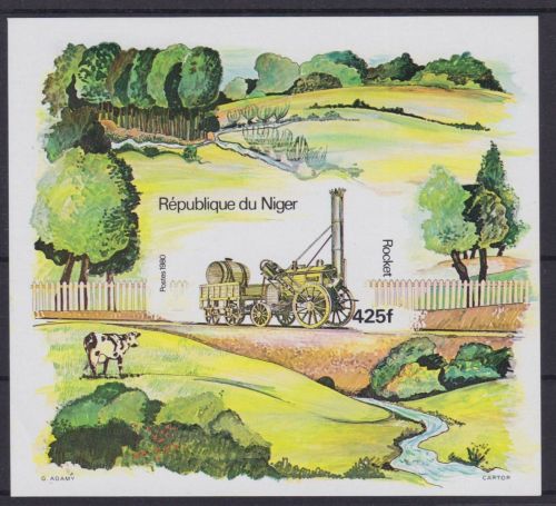 Niger Block 29 U postfr./mnh Eisenbahn railway 1980 ungez.IMPERF.