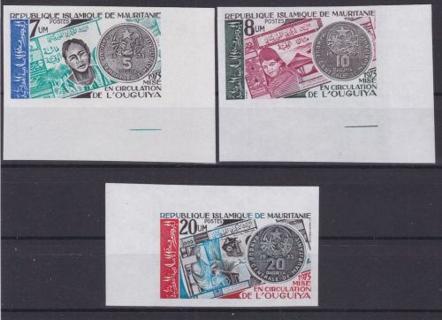 Mauretanien 495/497 U postfr./mnh Ouguiya-Währung 1974 ungez.IMPERF.