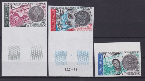 Mauretanien 495/497 U postfr./mnh Ouguiya-Währung 1974 ungez.IMPERF.