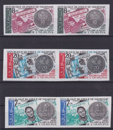 Mauretanien 495/497 U postfr./mnh Ouguiya-Währung 1974 ungez.IMPERF.