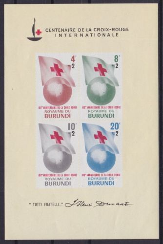 Burundi Block 1 B postfr./mnh Rotes Kreuz 1963 ungez.IMPERF.