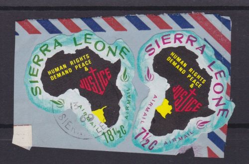 Sierra Leone 420 VI + 423 V auf Briefstück Menschenrechte 1968