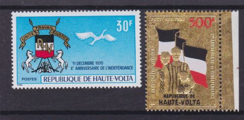 Obervolta 319/320 postfr./mnh Unabhängigkeit 1970 GOLD