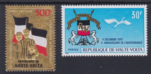 Obervolta 319/320 postfr./mnh Unabhängigkeit 1970 GOLD
