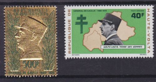Obervolta 352/353 postfr./mnh Charles de Gaulle 1971 GOLD