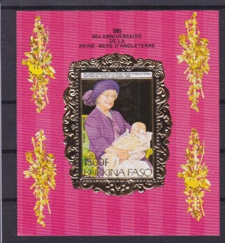 Burkina Faso Block 101 A postfr./mnh Queen Mum 1985 GOLD