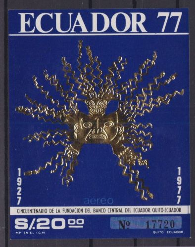 Ecuador Block 75 postfr./mnh Zentralbank 1977 GOLD