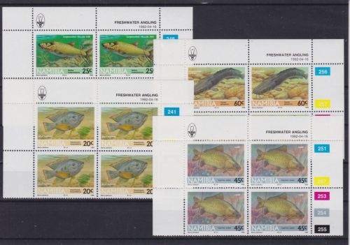 Namibia 719/722 postfr./mnh Fische 1992 Eckrand Viererblocks COB
