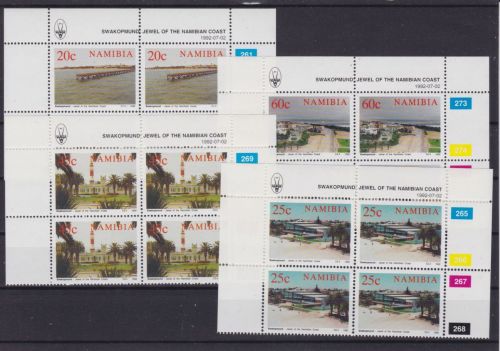 Namibia 723/726 postfr./mnh Swakopmund 1992 Eckrand Viererblocks COB
