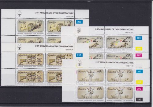Namibia 715/718 postfr./mnh Musik 1992 Eckrand Viererblocks COB