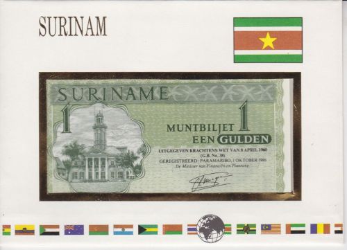 Banknotenbrief Suriname 1 Gulden 1960