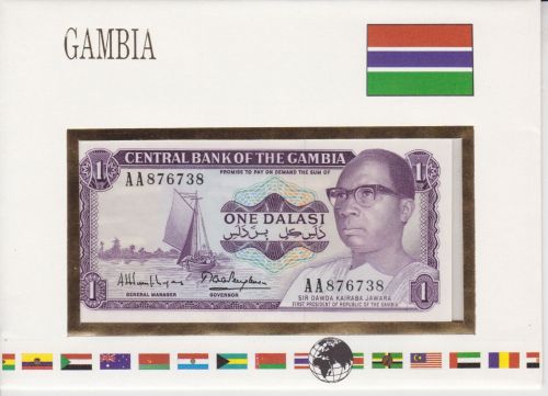 Banknotenbrief Gambia 1 Dalasi UNC