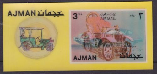 Ajman Block 377 postfr./mnh Autos cars Rolls Royce + Jaguar 1972 3-D