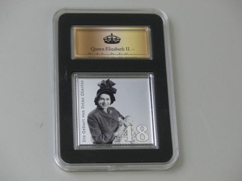SILBER-Briefmarke: Queen Elizabeth II.: Die Geburt von Prinz Charles