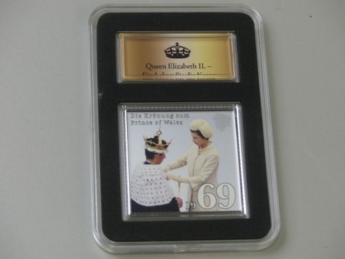 SILBER-Briefmarke: Queen Elizabeth II.: Die Krönung zum Prince of Wales