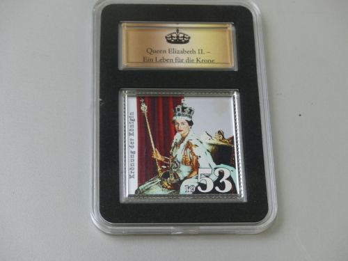 SILBER-Briefmarke: Queen Elizabeth II.: Krönung der Königin