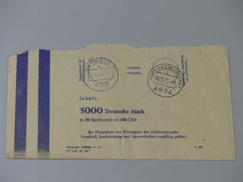 BRD Geldscheintasche / Banderole zu 5000 DM 1975