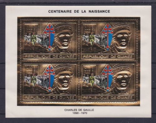 Guinea 1296 A (*) Charles de Gaulle 1990 GOLD