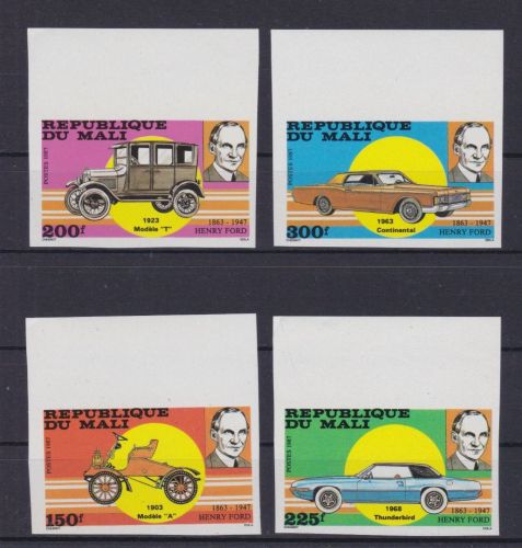 Mali 1089/1092 U postfr./mnh Henry Ford Autos cars 1987 ungez.IMPERF.