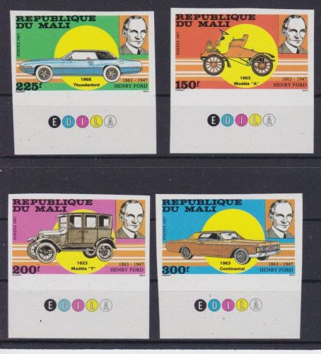 Mali 1089/1092 U postfr./mnh Henry Ford Autos cars 1987 ungez.IMPERF.