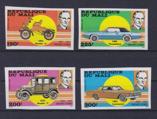 Mali 1089/1092 U postfr./mnh Henry Ford Autos cars 1987 ungez.IMPERF.
