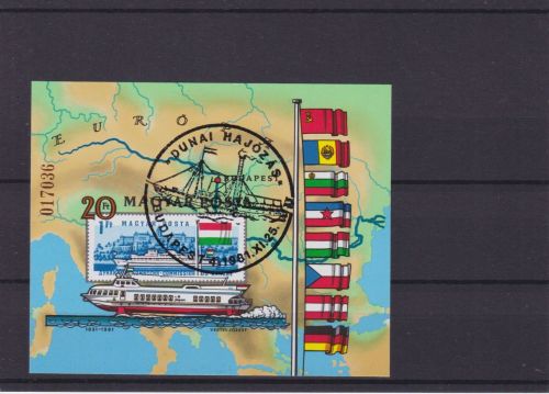 Ungarn Block 153 B gest./used Donau Schiffe 1981
