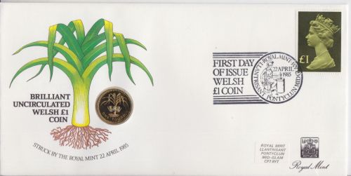 Numisbrief Großbritannien UK 1 Pfund 1985 - Brilliant Uncirculated - Welsh