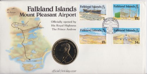 Numisbrief Falkland 50 Pence 1985 Mount Pleasant Airport