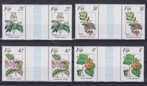Fiji 489/492 gutter pairs postfr./mnh Blüten flowers 1983