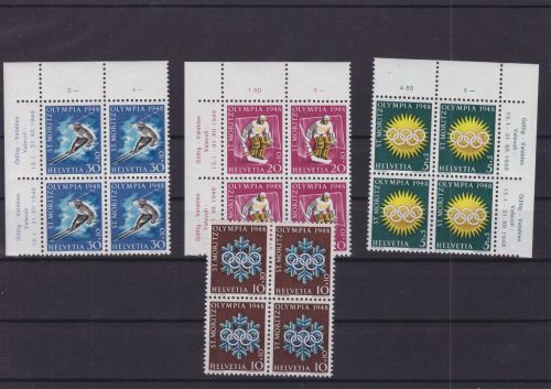 Schweiz 492/495 4er-Blocks postfr./mnh Olympia Olympics 1948