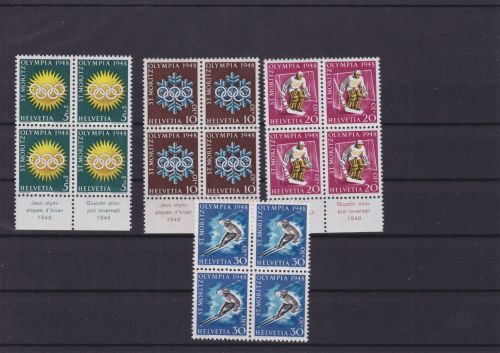 Schweiz 492/495 4er-Blocks postfr./mnh Olympia Olympics 1948