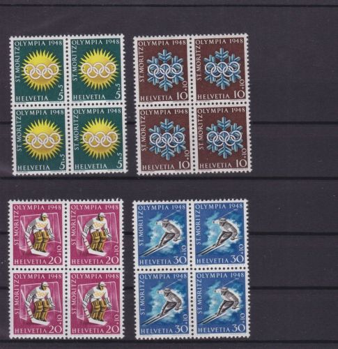 Schweiz 492/495 4er-Blocks postfr./mnh Olympia Olympics 1948