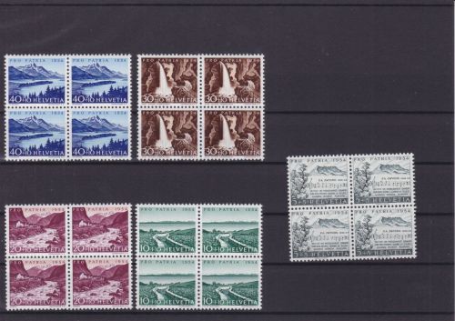 Schweiz 597/601 4er-Bocks postfr./mnh Pro Patria 1954