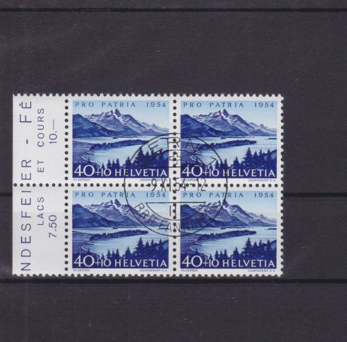 Schweiz 601 4er-Bocks gest./used Pro Patria 1954