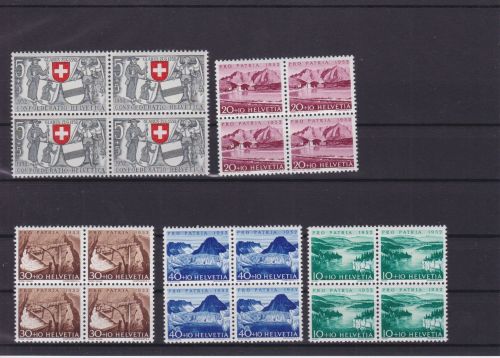 Schweiz 570/574 4er-Bocks postfr./mnh Pro Patria 1952