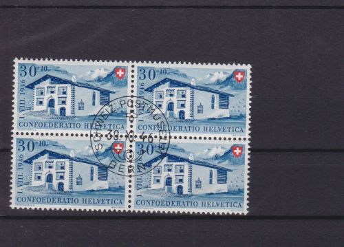 Schweiz 474 4er-Block gest./used Pro Patria 1946 Zumstein 100 CHF