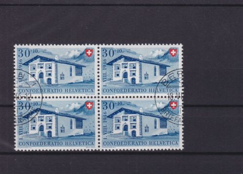Schweiz 474 4er-Block gest./used Pro Patria 1946 Zumstein 100 CHF