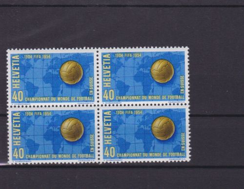 Schweiz 596 4er-Block postfr./mnh Fußball soccer 1954